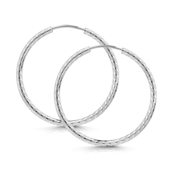 Creolen Silber 925 rhodiniert - Ø 30mm - Gemustert