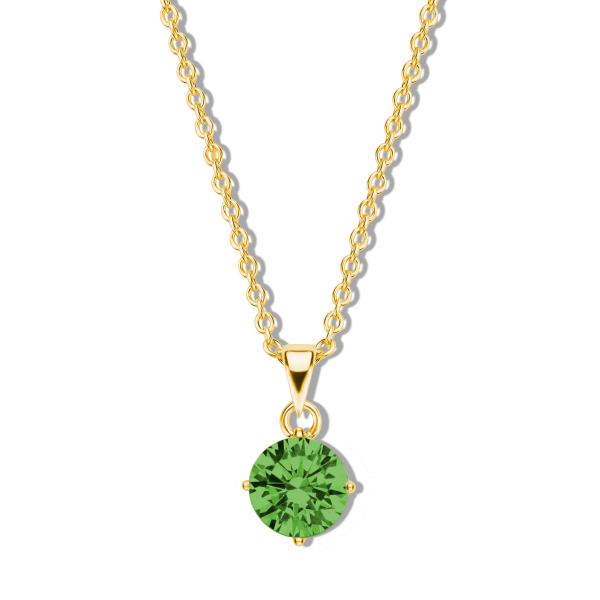 Collier mit Zirkonia grün Silber 925 vergoldet - Ø 5mm - Ankerkette