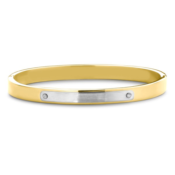 Lovebird Armreif mit Schild Edelstahl - Goldfarbene IP-Beschichtung
