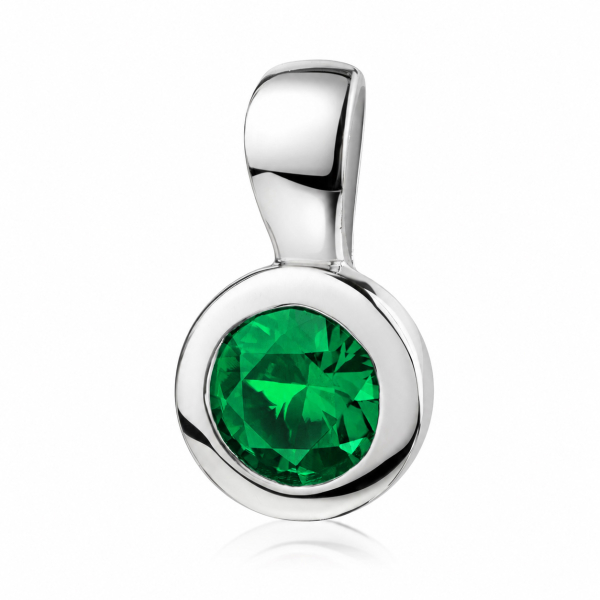 Anhänger Zirkonia Grün Silber 925 rhodiniert - Ø 7mm