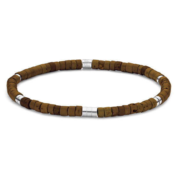 Frank 1967 Armband Edelstahl IPS - Tigerauge 4mm mit Zwischenteil 11mm
