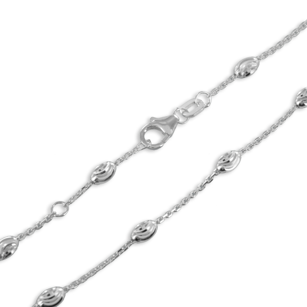 Fußkette ovale Kugeln Silber 925 - Diamantiert