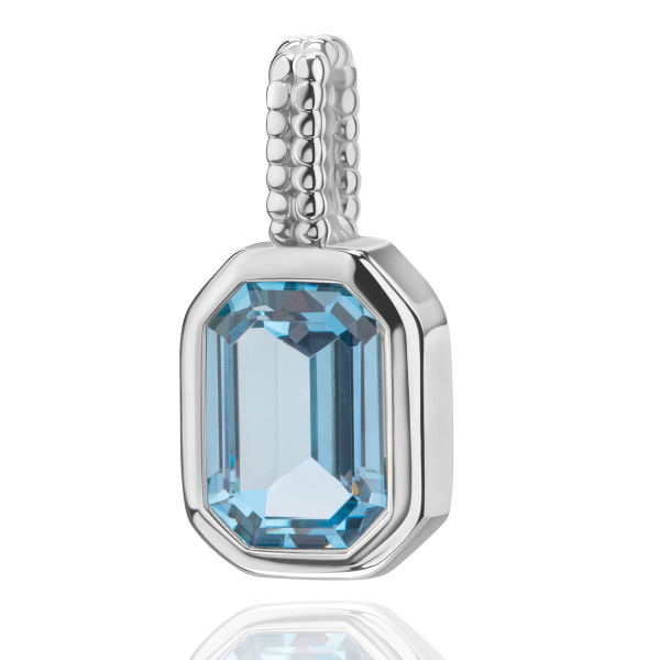 Anhänger Octagon Zirkonia Blau Silber 925 rhodiniert