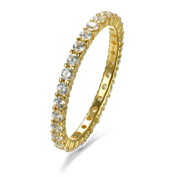 Memoryring Silber 925 vergoldet - 30 Zirkonia - 2mm breit