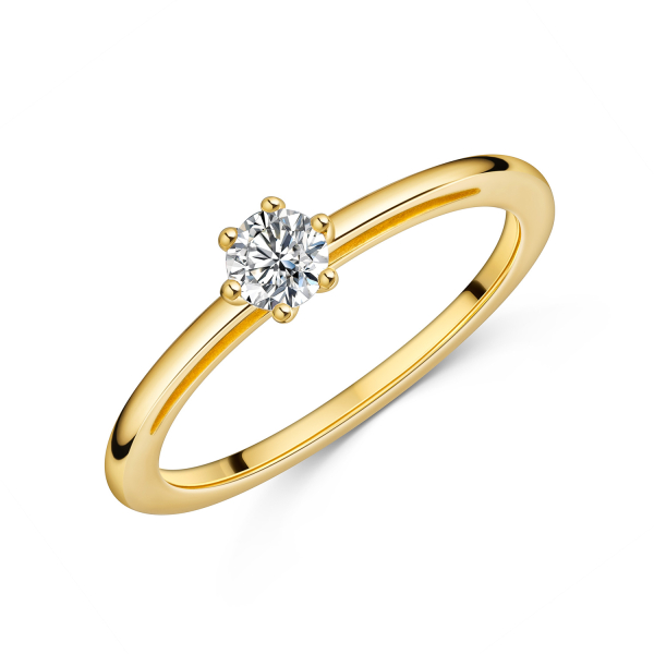 Lovebird Damenring Gelbgold 585 - Lab Grown Brillant 0,20 ct. - 6 Stotzen Fassung - Bild 2