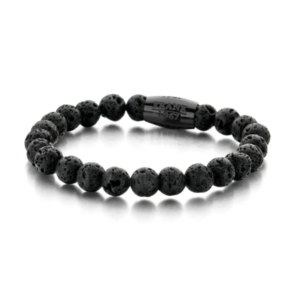 Frank 1967 Armband Edelstahl IPB - Lavastein schwarz 8mm mit Mittelstück 16mm