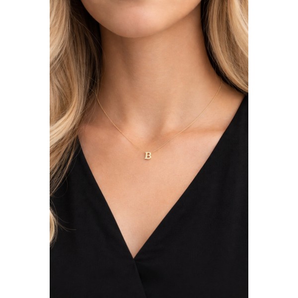 Buchstaben-Collier Gold 585 - Ankerkette diamantiert - 43cm mit Zwischenösen - Bild 2
