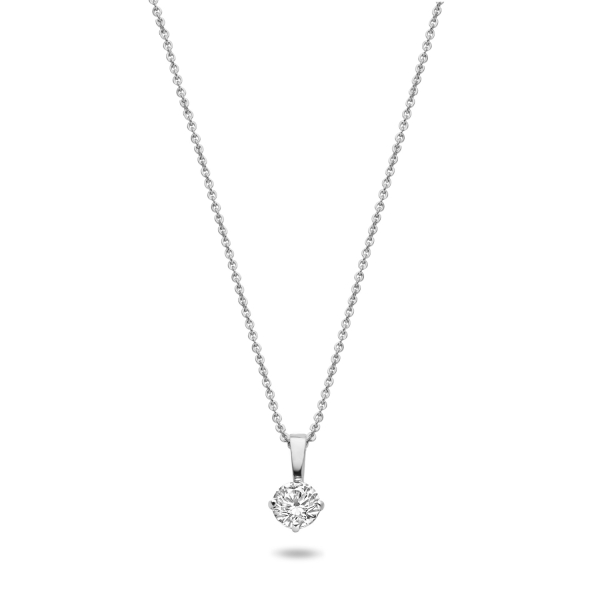 Collier mit Anhänger Zirkonia Weißgold 585 - 4mm, 4 Stotzen - Bild 2