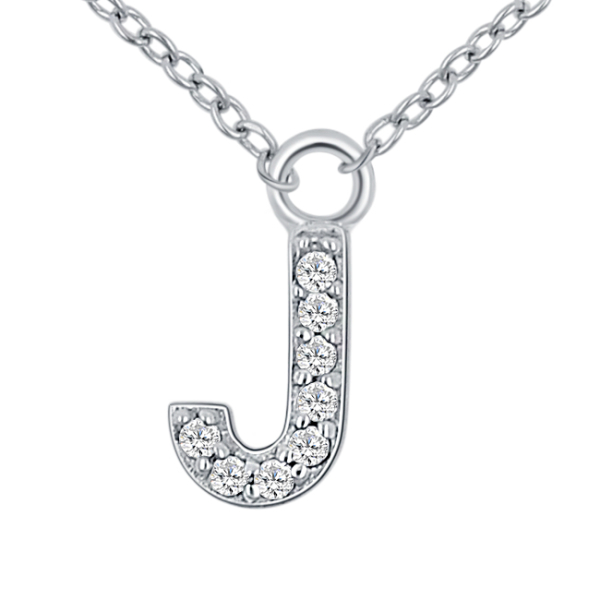 Lovebird Buchstabencollier J Silber 925 rhodiniert - 9 Zirkonia