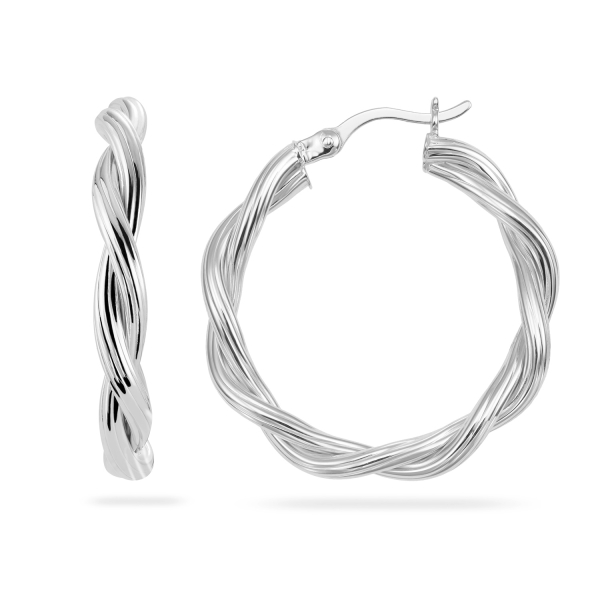 Creolen twisted Silber 925 rhodiniert - 27mm Durchmesser - 3,8mm breit