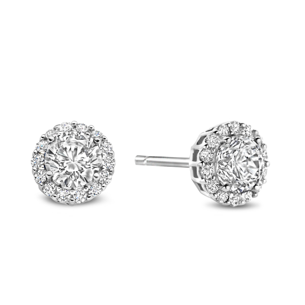 Ohrstecker mit 30 Zirkonia Silber 925 rhodiniert - Großer Stein 4,5mm