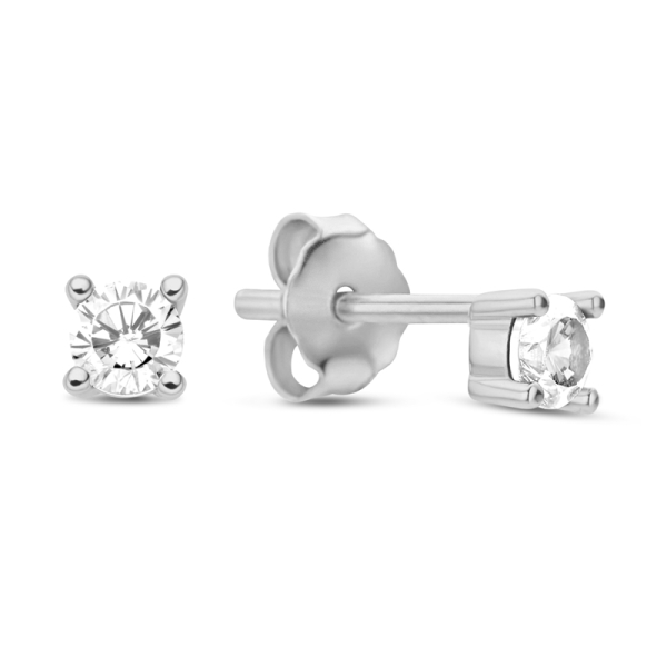 Ohrstecker mit Zirkonia weiß Silber 925 rhodiniert - Ø 3mm