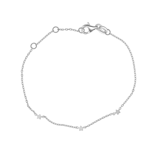 Armband 3 Sterne Silber 925 rhodiniert - Ankerkette mit Zwischenöse
