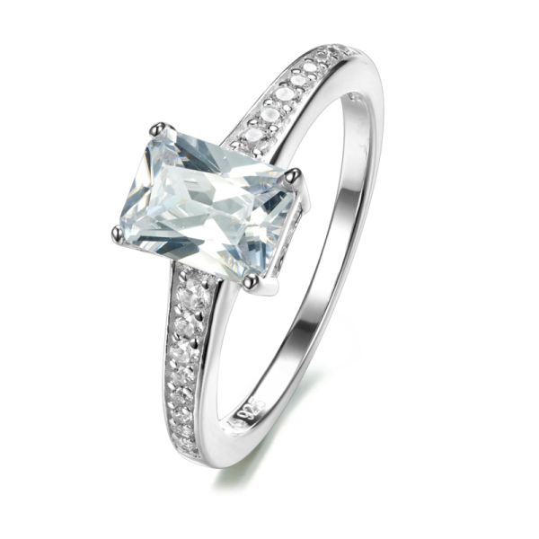 Damenring Zirkonia Baguette Silber 925 - 17 Zirkonia - 6x8mm