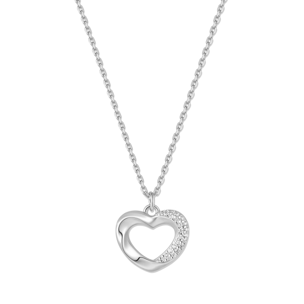 Collier mit Anhänger Herz Silber 925 rhodiniert - 24 Zirkonia, Herz 11x10mm - Bild 2