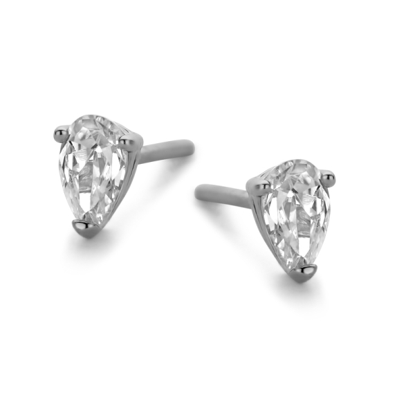 Ohrstecker Zirkonia Tropfenform Silber 925 rhodiniert - 5x3,5mm