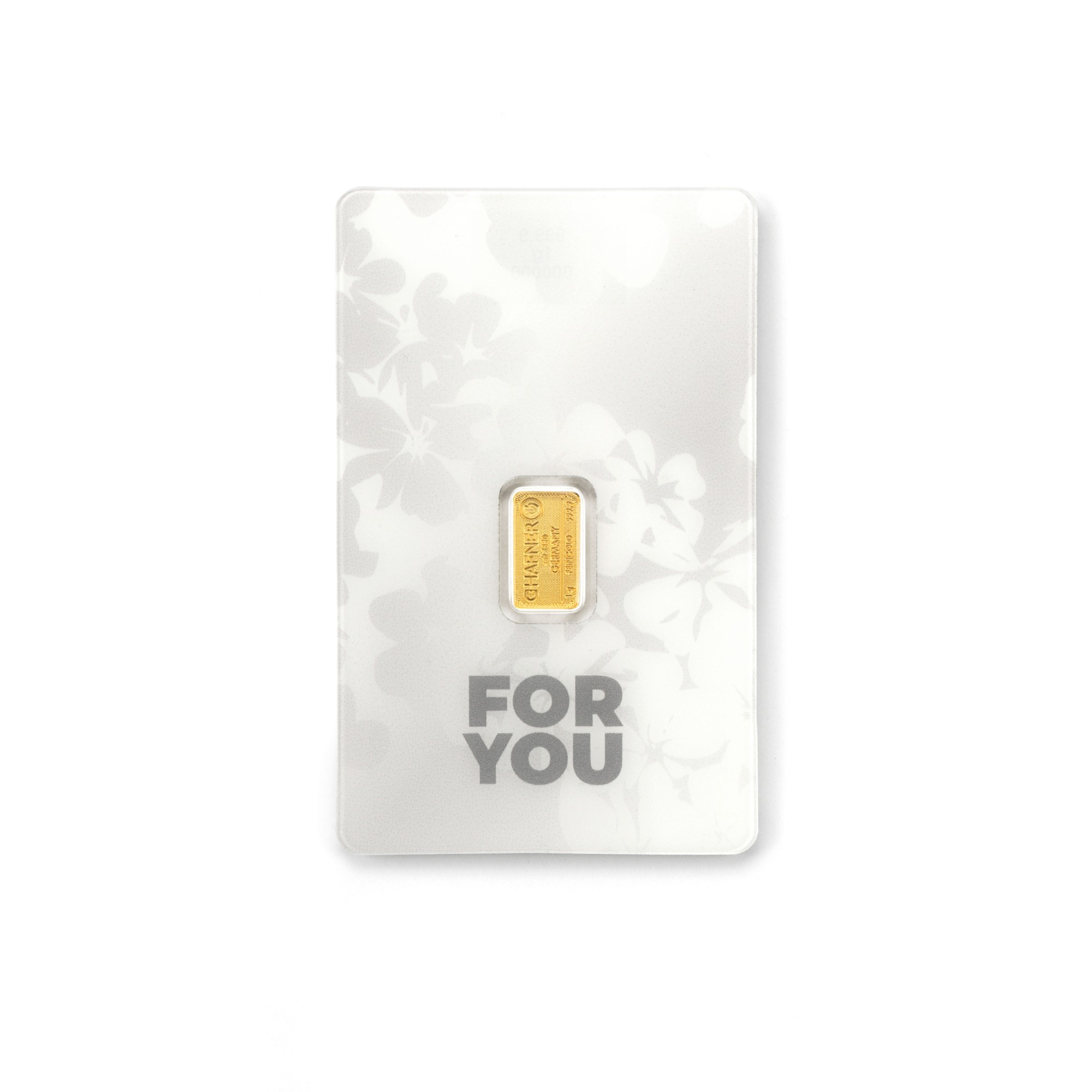 1g Goldbarren For You Weiß - 999,9 Feingold - Geschenkbarren