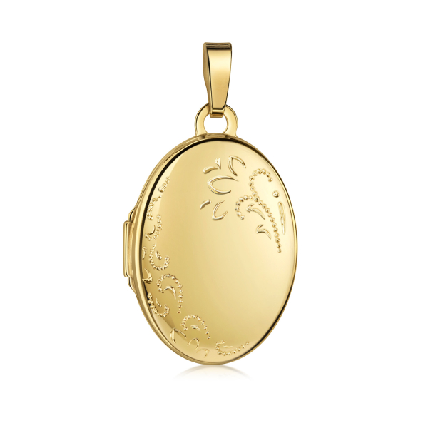 Medaillon Gold 333 - Hochglänzend - Florales Muster