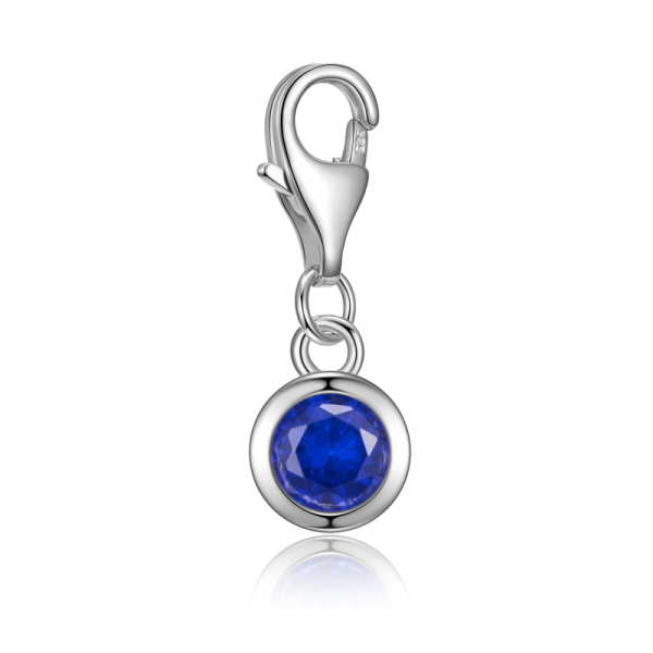 Charm Zirkonia Blau Silber 925 - 5mm