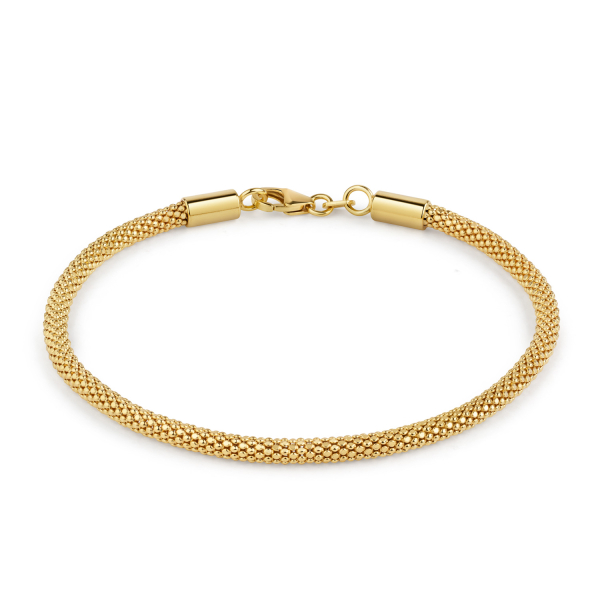 Popcornarmband Silber 925 vergoldet diamantiert - 3mm breit