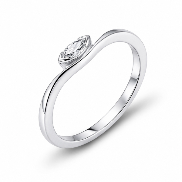 Ring Silber 925 rhodiniert - Zirkonia Navette-Schliff