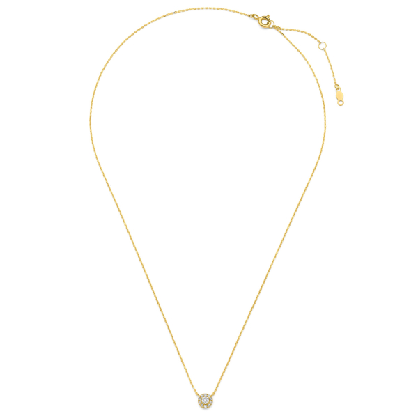 Collier 11 Zirkonia weiß Gold 585 - Ankerkette 43cm mit Zwischenösen - Bild 2