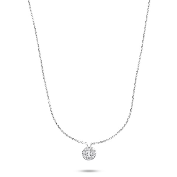 Collier mit Kreis Silber 925 rhodiniert - 19 Zirkonia - Bild 2