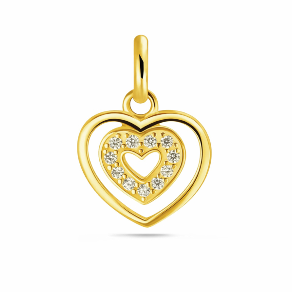 Anhänger Herz Silber 925 vergoldet - 10mm - 11 Zirkonia
