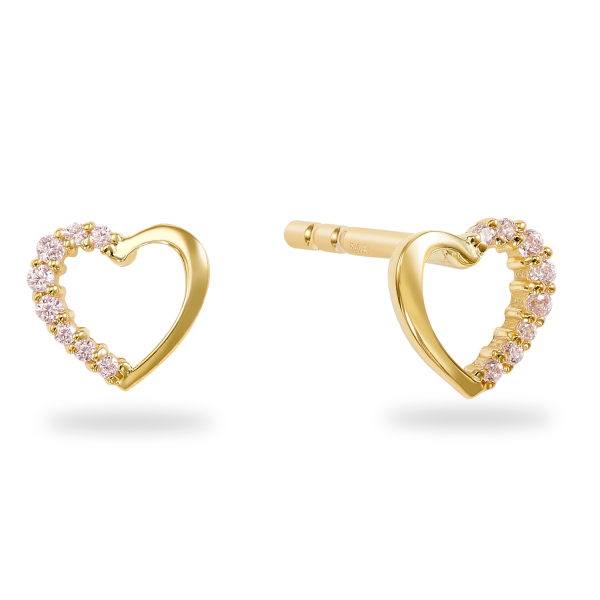 Ohrstecker Herz Gold 333 - 16 Zirkonia pink
