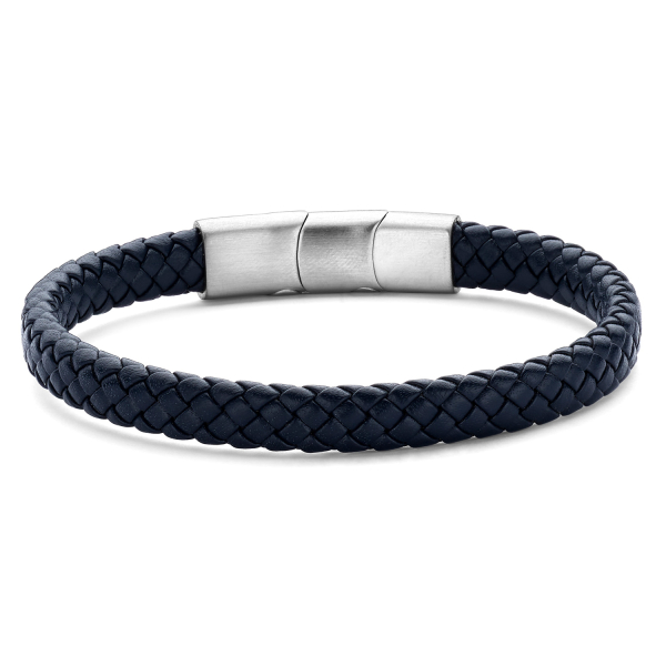 Frank 1967 Armband Echtleder Blau Edelstahl IPS - 7,5mm