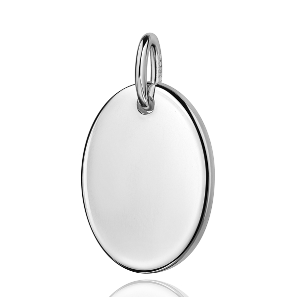 Anhänger Gravurplatte oval Silber 925 rhodiniert - 15x11mm