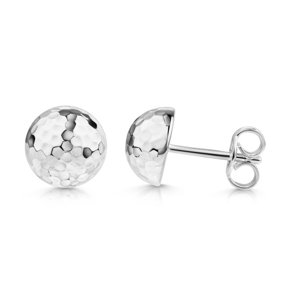 Ohrstecker Halbkugel Silber 925 - Gehämmert - Ø 8,5mm