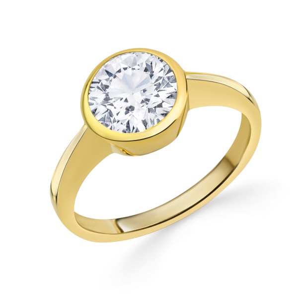 Damenring Zirkonia Silber 925 vergoldet - 9mm