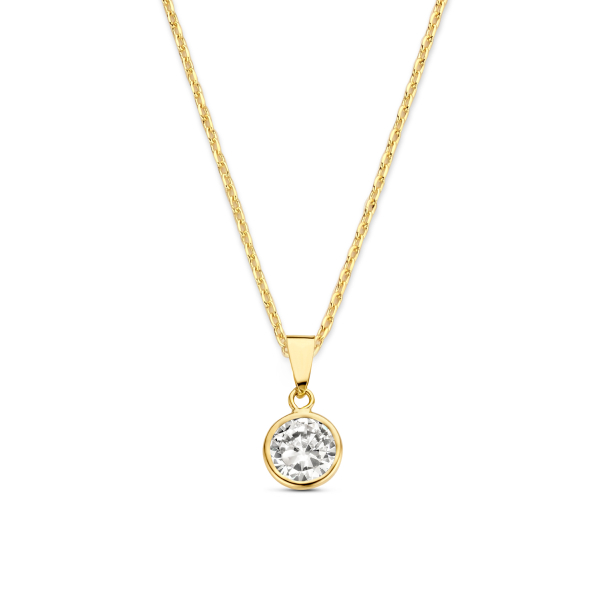 Collier mit Anhänger Zirkonia Gold 585 - Zirkonia mit Fassung 6,1mm