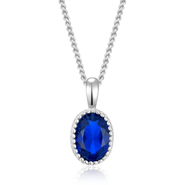 Collier mit Anhänger oval Zirkonia Silber 925 - Zirkonia 5x7mm