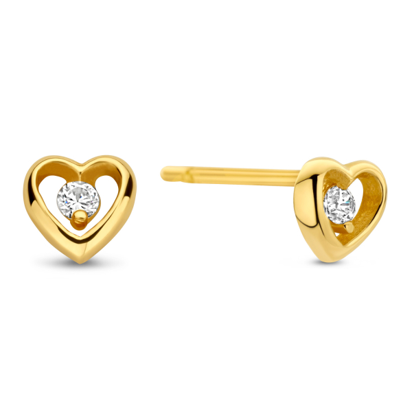 Ohrstecker Herz Gold 585 - Mit Zirkonia - 4x4mm