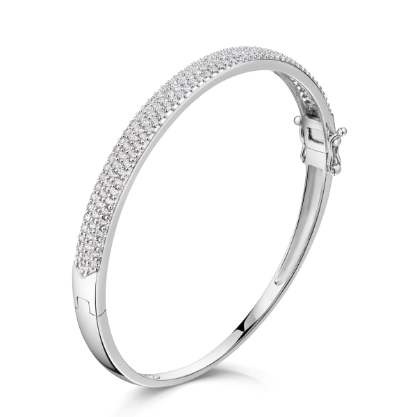 Armreif Silber 925 rhodiniert - 140 Zirkonia - 60mm