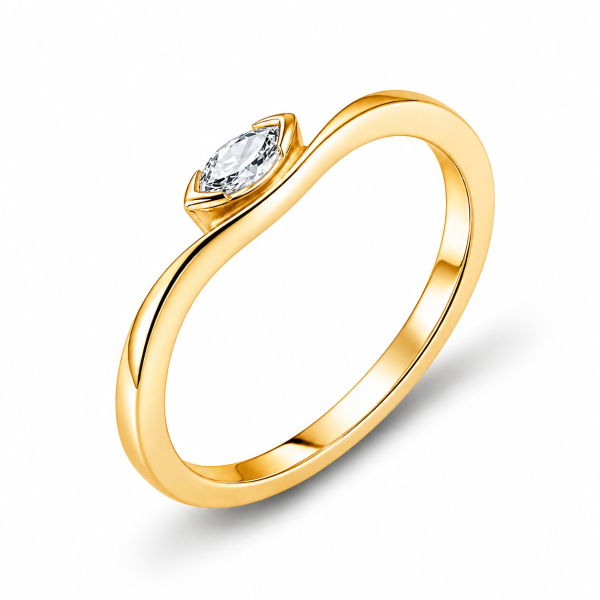 Ring Silber 925 vergoldet - Zirkonia Navette-Schliff