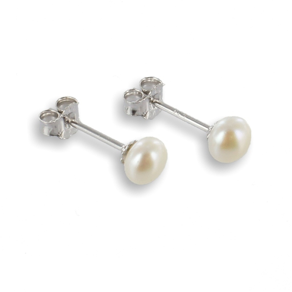 Ohrstecker Süßwasser-Zuchtperle Silber 925 rhodiniert - Bouton - 4,5 bis 5,0mm