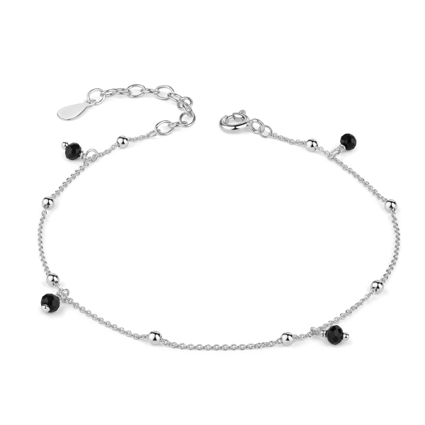 Armband 4 Spinell Schwarz Silber 925 rhodiniert - Kugeln 3mm
