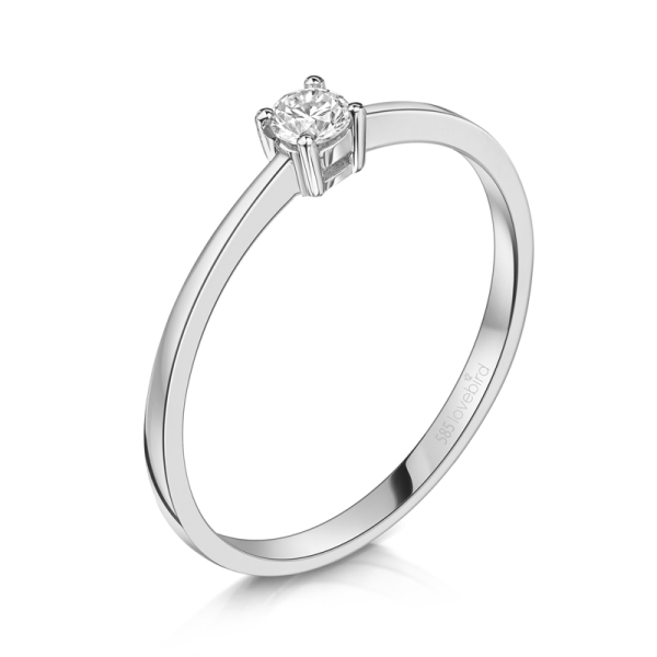 Lovebird Damenring Weißgold 585 - Brillant 0,10 ct. - 4 Stotzen Fassung