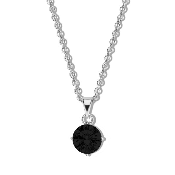 Collier mit Zirkonia schwarz Silber 925 rhodiniert - Ø 5mm - Ankerkette
