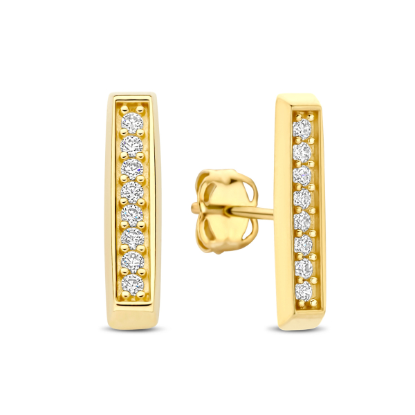 Ohrstecker mit 16 Zirkonia Gold 585 - 11,0x2,5mm