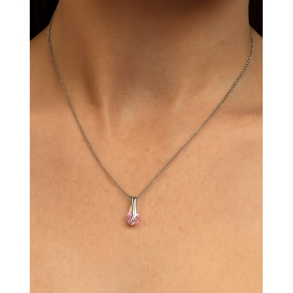 Collier mit Anhänger Zirkonia rosé Silber 925 - Zirkonia Ø 5mm - Bild 3