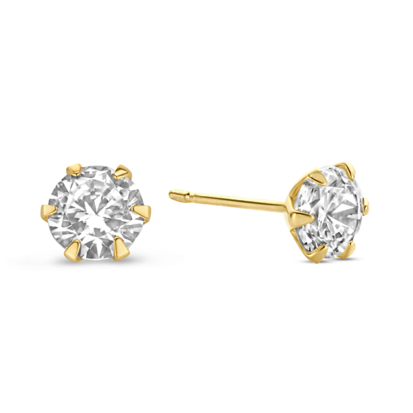 Ohrstecker Zirkonia Gold 585 - 3mm - 6-Stotzen-Fassung