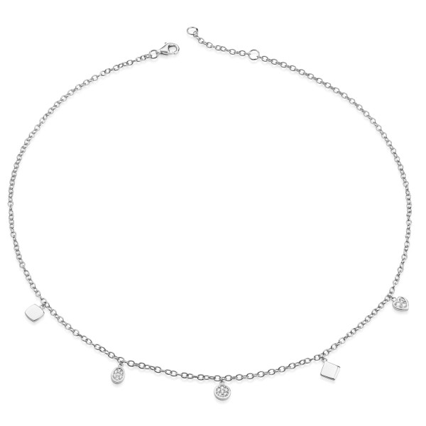 Collier Silber 925 mit 5 Anhängern - 16 Zirkonia - Recyceltes Silber