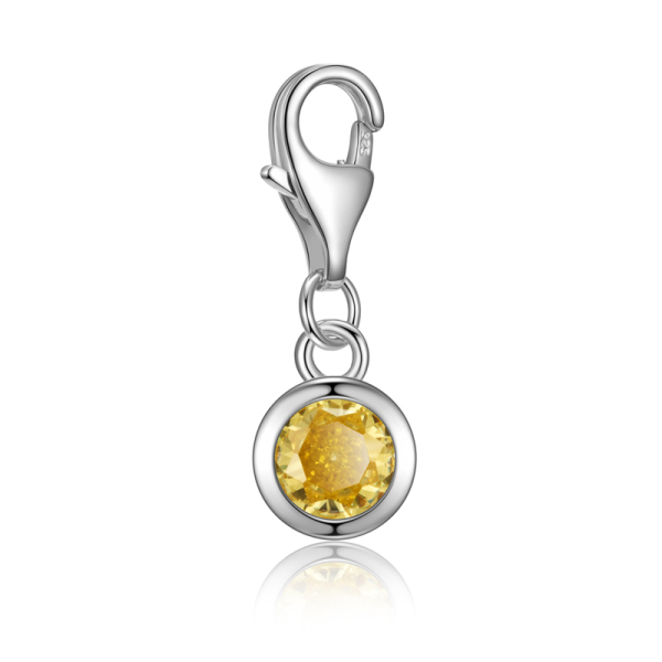 Charm Zirkonia Gelb Silber 925 - 5mm
