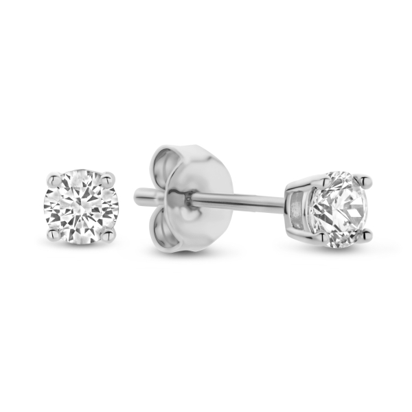 Ohrstecker mit Zirkonia weiß Silber 925 rhodiniert - Ø 3mm