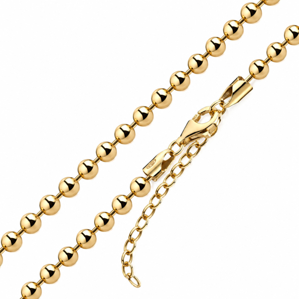Kugelkette Silber 925 vergoldet - 3 Milliemes - 4mm breit - 40+5cm