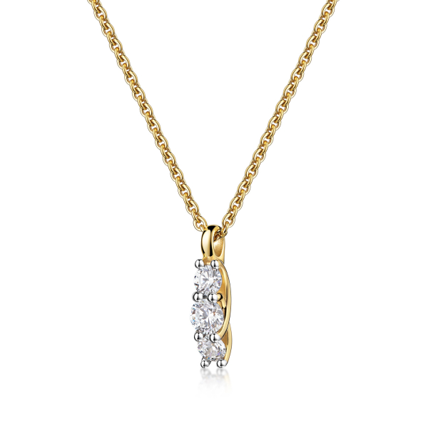 Collier Silber 925 vergoldet - Anhänger mit 3 Zirkonia - Recyceltes Silber